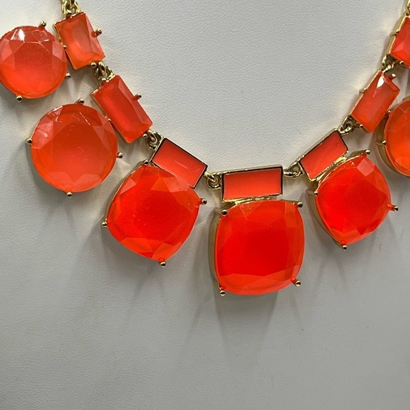 Kate Spade "Cause A Stir" Orange Stone Enamel Gold Plate Statement Necklace - Picture 6 of 12